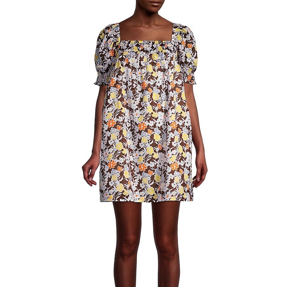 Tory Burch Smocked Mini Dress in lucky meadow size M